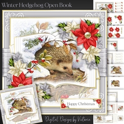Winter Hedgehog Open Book