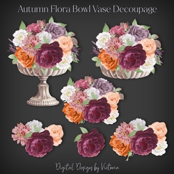 Autumn Flora Bowl Vase Decoupage