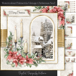 Watercolour Poinsettia Vintage Christmas No.2