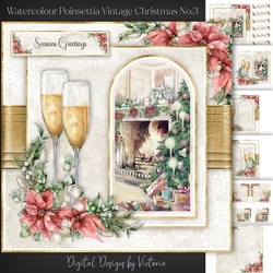 Watercolour Poinsettia Vintage Christmas No.3