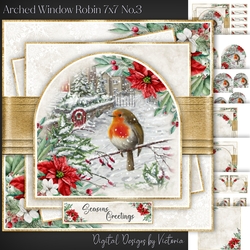 Arched Window Robin 7x7 inch No.3