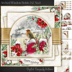Arched Window Robin 7x7 inch No.4