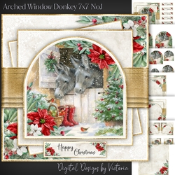 Arched Window Donkey 7x7 inch No.1