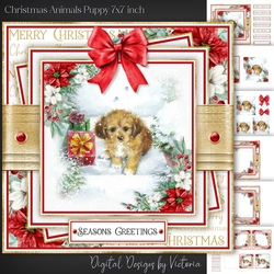 Christmas Animals Puppy 7x7 inch