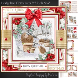 Hedgehog Christmas 7x7 inch No.2