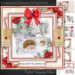 Hedgehog Christmas 7x7 inch No.4