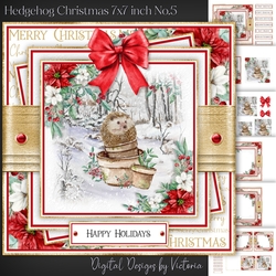 Hedgehog Christmas 7x7 inch No.5