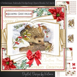 Christmas Animals Hedgehog Open Book 7x7 inch