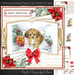 Christmas Animals Puppy Open Book 7x7 inch