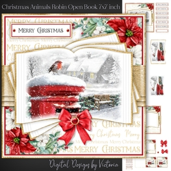 Christmas Animals Robin Open Book 7x7 inch