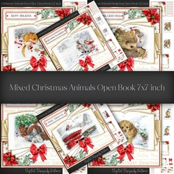 Mixed Christmas Animals Open Book 7x7 inch