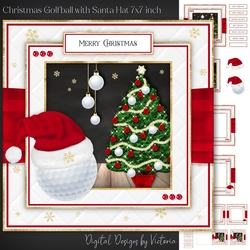Christmas Golf Ball with Santa Hat 7x7 inch