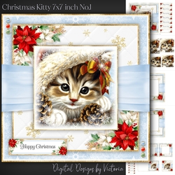 Christmas Kitty 7x7 inch No.1