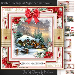 Winter Cottage at Night 7x7 inch No.3