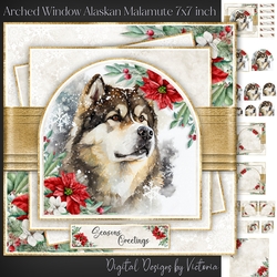 Arched Window Alaskan Malamute 7x7 inch