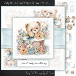 Teddy Bear in a Flower Basket No.2