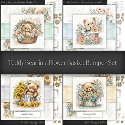 Teddy Bear in a Flower Basket Bumper Set