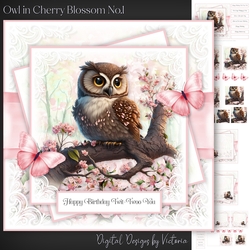 Owl in Cherry Blossom No.1