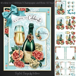 Its time to Celebrate! Champagne and Rose A5 No.3