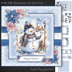 Holly Jolly Snowman 7x7 inch No.1