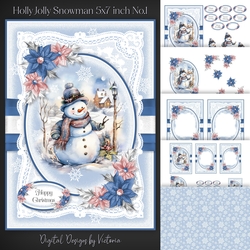 Holly Jolly Snowman 5x7 inch No.1