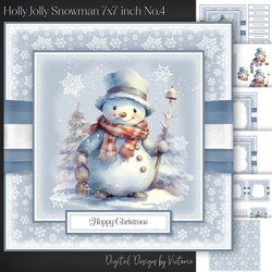 Holly Jolly Snowman 7x7 inch No.4