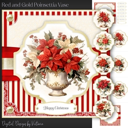 Red and Gold Poinsettia Vase