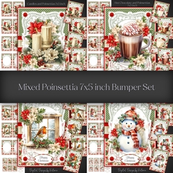 Mixed Poinsettias 7x5 inch Bumper Set