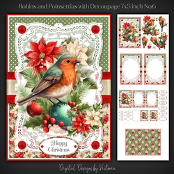 Robins and Poinsettias with Decoupage 7x5 inch No.6