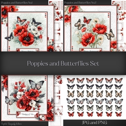 Poppies and Butterflies Set