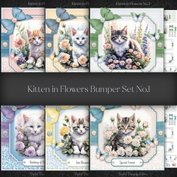 Kitten in Flowers Bumper Set No.1