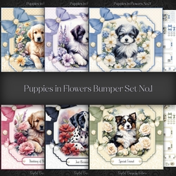 Puppies in Flowers Bumper Set No.1