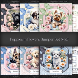 Puppies in Flowers Bumper Set No.2
