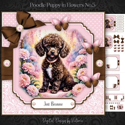 Poodle Puppy in Flowers No.5