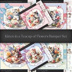 Kitten in a Teacup of Flowers Bumper Set