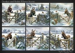 Donkey and Robin Winter Scene