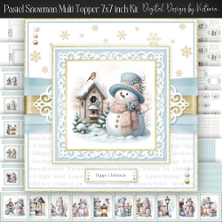 Pastel Snowman Multi Topper 7x7 inch Kit