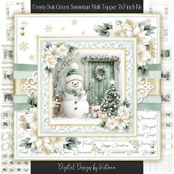 Frosty Soft Green Snowman Multi Topper 7x7 inch Kit