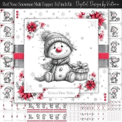 Red Nose Snowman Multi Topper 7x7 inch Kit