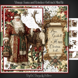 Vintage Santa and Reindeer 6x6 inch Mini Kit