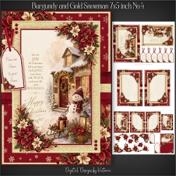 Burgundy and Gold Snowman 7x5 inch No.4