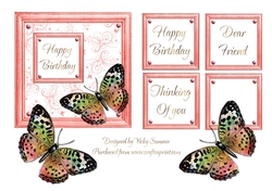 Happy Birthday Soft Pink Framed Butterfly