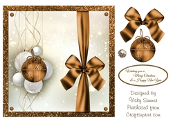 Chocolate Bauble and Bow Christmas Card