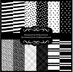 Monochrome A4 Patterned Backing Papers set of 12