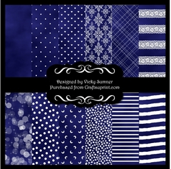 Navy Blue Patterned A4 Backing Papers
