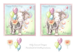 Elephant Birthday and Mothers Day 5 Toppers for Mum