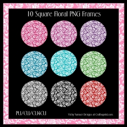 Floral Square Frame Set of 10