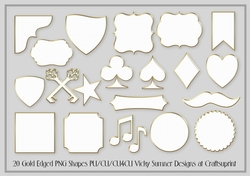 Gold Edged White Shapes set of 20