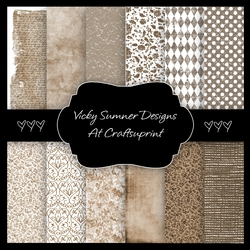 Vintage A4 Backing Paper set of 12