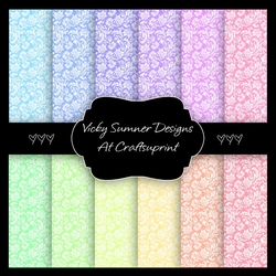 Pastel Floral  A4 Backing Paper set of 12 